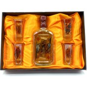 تصویر بطری و چهار شات شیشه ای 350cc مدل پاسور 580002 