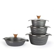 تصویر سرویس قابلمه 8 پارچه چدن گرانیتی کلاسیک طوسی 