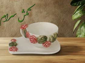 تصویر فنجون و زیر فنجونی گل رز 