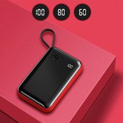 تصویر پاوربانک بیسوس Mini S Digital Display 10000mAh RED با کابل آیفون 
