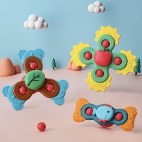 تصویر اسپینر جغجغه ای کودک مدل حیوانات پک ۳ عددی 