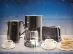 تصویر ست صبحانه میدیا مدل MBS-CKT1 شامل کتری، قهوه ساز و توستر 