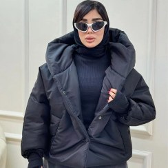 تصویر کاپشن فینگردار یقه قایقی 