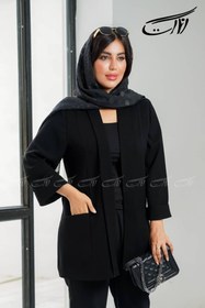 تصویر مانتو شالدار مشکی 