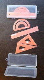 تصویر ست 4 تکه خط کش، گونیا و نقاله فلزی ام اند جی 