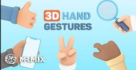 تصویر دانلود فوتیج حرکات دست سه بعدی 3D Hand Gestures | Mockup Device 