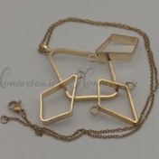 تصویر ست قاب فلزی طلایی رزین طرح لوزی همراه با زنجیر 