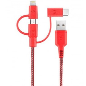 تصویر کابل شارژ سه سر میکرو یو اس بی و لایتنینگ و تایپ سی انرژیا Energea Nylotough Cable 3 In 1 Micro USB And Lightning And Type-C 1.5M 