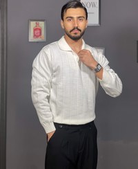 تصویر بافت یقه شکاری - مشکی / Xxl 