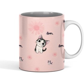 تصویر ماگ سرامیکی طرح گربه کد 02 - ساده Cat mug code 02