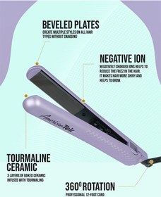 تصویر صاف‌کننده موی سرامیکی 1.25 اینچ رنگ بنفش - ابزارهای موی با کیفیت عالی - گرم شدن سریع و ماندگاری بالا برند american tek Ceramic Hair Straightener 1.25'' Lavender - Premium Quality Hair Tools -Fast Heat Up And Long Lasting