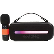 تصویر اسپیکر بلوتوث پرودو مدل Gala به همراه دو عدد میکروفون Porodo Soundtec 24W Speaker with Dual Wireless Microphone