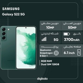 تصویر گوشی موبایل سامسونگ مدل Galaxy S22 5G دو سیم کارت ظرفیت 128 گیگابایت و رم 8 گیگابایت Samsung Galaxy S22 5G Dual SIM 128GB And 8GB RAM Mobile Phone