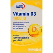 تصویر قرص ویتامین D3 یوروویتال 1000 واحدی ۶۰ عددی 