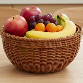 تصویر سبد گرد بافت حصیری 