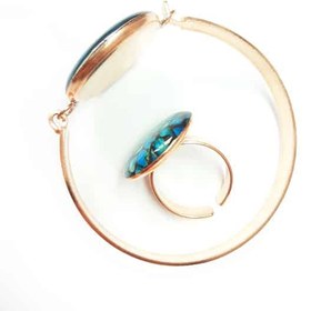 تصویر دستبند و انگشتر مسی طرح فیروزه کوب ا Necklace and Ring Turquoise Design Necklace and Ring Turquoise Design