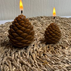تصویر شمع دکوری میوه کاج پاییزی در دو سایز کوچک و بزرگ - کوچک 