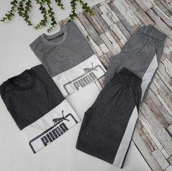 تصویر ست تیشرت و شلوار پسرانه پوما سایز بزرگ خاکستری 