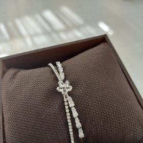 تصویر دستبند بنگل طرح گل و نگین کد ۴۰۰۲ 