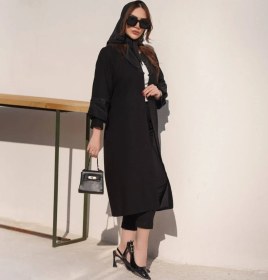 تصویر مانتو بلند مشکی 