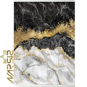 تصویر narsis machine carpet with golden vein marble design code 7005 