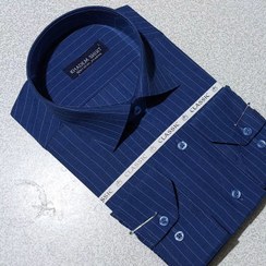 تصویر پیراهن مردانه خط یکسانت قواره آزاد تک جیب مجلسی 