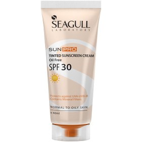 تصویر کرم ضدآفتاب رنگی سی‌گل، 30 SPF، مدل Sunpro، مناسب انواع پوست تنالیته رنگ روشن و حجم 40 میلی‌لیتر، محافظت کننده در برابر اشعه UVA 