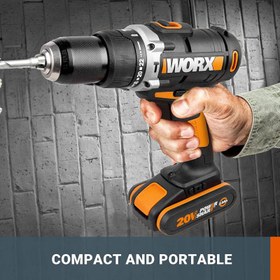 تصویر دریل شارژی چکش دار 20 ولت ورکس Worx wx372 