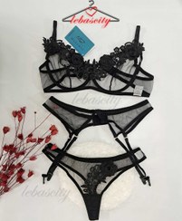 تصویر ست شورت و سوتین مکسوریا مدل امبرودی رنگ مشکی 