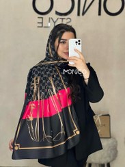 تصویر شال ابریشم GUCCI مشکی سرخابی کد2457 