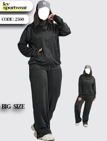 تصویر ست سویشرت شلوار بیگ سایز اسپرت ورزشی زنانه کد 002 Set of sweatshirt pants big size womens sport code 002