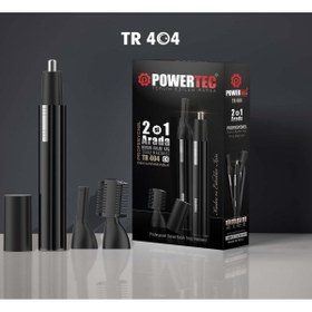 تصویر ماشین اصلاح سیاه برقی Tr 404 گوش بینی شارژ شده ابرو شکل دادن موهای زائد زا پاورتچ Powertec 