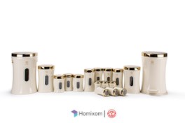 تصویر سرویس آشپزخانه اورانوس ۱۷ پارچه ملودی با درب طلایی 