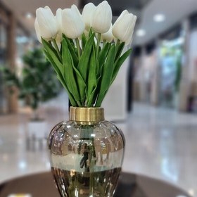 تصویر گل لاله مصنوعی لمسی 5 شاخه ای .وارداتی 