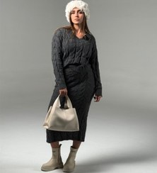 تصویر بافت یقه هفت و دامن طرح جناقی کد : 061 