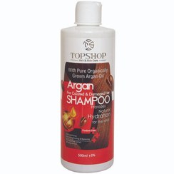 تصویر شامپو مناسب موهای رنگ شده و آسیب دیده حاوی روغن آرگان 500میل تاپ شاپ Top Shop Argan Oil Shampoo For Colored And Damaged Hair 500ml