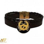 تصویر دستبندچرم روکش طلا نماد ماه تیر GLB1004 