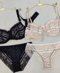 تصویر ست شورت و سوتین تورگاز زنانه مدل گل رز 