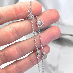 تصویر پابند نقره زنانه مدل آویز تاج 