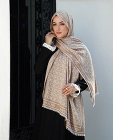 تصویر شال نخی سی کی ck - کرم Ck