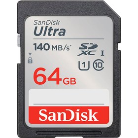 تصویر کارت حافظه اس دی 64 گیگ 140 مگابایت سن دیسک اولترا sd memory SanDisk Ultra card 64gb 140mb disk age