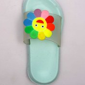 تصویر دمپایی دخترانه رنگین کمان سبز دریایی روشن 