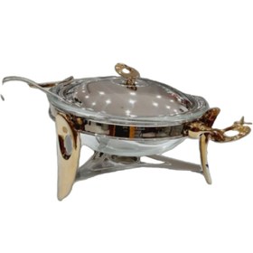 تصویر سوپ خوری یونیک قایقی طلایی مدل UN-3853 Unique golden boat soup bowl model UN-3853