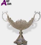 تصویر کشکول پایه دار نقره ملیله کاری اصفهان سه سایز - کد : ۱۲۰۸ 