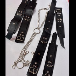 تصویر گارتر چرم زنجیر دار 5تیکه 