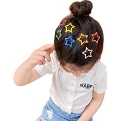 تصویر گیره مو زنانه مدل تق تقی ستاره ای کارت 10 عددی 