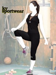 تصویر ست تاپ شلوارک ورزشی زنانه Under armour ا Set of womens sports shorts under armour Set of womens sports shorts under armour