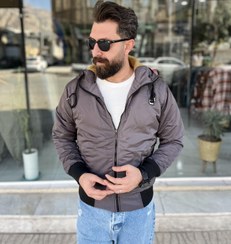 تصویر سویشرت کلاهدار داخل خز - طوسی / L 