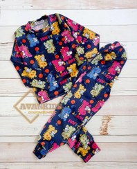 تصویر بلوز شلوار مخمل اسپرت طرح دایناسور ویتامین خور سرمه‌ای - سایز 1078