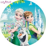 تصویر بنر زیبای دایره ای تم جشن و تولد تم فروزن السا و آنا مدل Frozen Fever 